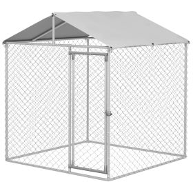 6.6x6.6x7.8 Outdoor Dog Kennel for Small Medium Dogs w Waterproof Roof Silver