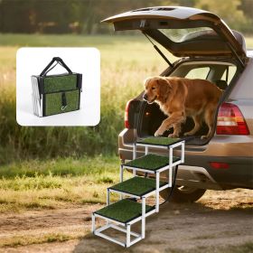 Foldable Dog Ramp for Cars, SUVs, Trucks, Portable Pet Dog Stairs for Large Dogs with Non-Slip Surface & Reinforced Design