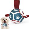 Small Dog Toys, Puppy Balls, Dog Balls with Straps for Small Breed, Soccer Ball for Dogs, Puppy Toys, Dog Birthday Gift (Blue Red, 3.5 inch)