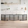 Dog Gate with Door Foldable 6 Panels Black 118.1 " Poplar Wood