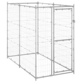 Dog Kennel Silver Galvanized steel 43.3x86.6x70.9 in Durable