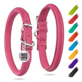 Pink Ultra Soft Rolled Leather Dog Collar for Small Medium Dogs Soft Padded Male and Female Dog Collar 13-16 inch Neck Pink Ultra Soft Rolled Leather Dog Collar for Small Medium Dogs Soft Padded Male and Female Dog Collar 13-16 inch Neck