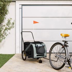Pet Bike Trailer Grey and Black Oxford Fabric and Iron Medium