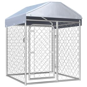 Dog Kennel Silver Galvanized steel, Polyethylene Large Locks