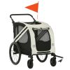 2-in-1 Pet Bike Trailer for Small Dogs, Road-Visibility Dog Stroller Bicycle Carrier, Weather-Strong Bike Wagon Trailer Sidecar Attachment, White