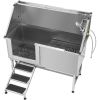 VEVOR Stainless Steel Dog Washing Station, 62 inch Pet Grooming Tub w/ Stairs, PE Water Filter Board