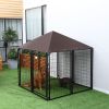 5'x 5' Outdoor Dog Kennel with Roof, Steel Dog Fence with Water-and UV-Resistant Canopy, Jet Black
