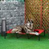 Metal Frame Elevated Pet Bed 48" x 46" Folding Dog Cot Summer Cooling Red