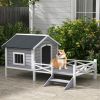 Small/Medium Dog House with Porch, Gray