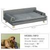 Pet Sofa for Large, Medium Dogs, Dog Couch with Water-resistant Fabric, Wooden Legs, Washable Cushion, Grey, 39" x 24.5" x 12.5"