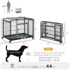 Metal Dog Crate 37" Heavy Duty Folding Kennel with Removable Tray Cover 4 Wheels Gray