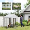 5.9' x 4' x 6' Outdoor Dog Kennel with Roof, Rotating & 4-Level Adjustable Bowls