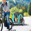 Cargo Bike Trailer for Pets Blue/Grey Large Wheels 3 Entrances Mesh Screen Off-Road Travel Cart