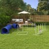 7 Pcs Dog Agility Training Equipment Set with Tunnels, Weave Poles, Adjustable Hurdle, Jumping Ring, Pause Box, Blue Pet Training