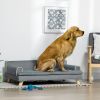 Pet Sofa for Large, Medium Dogs, Dog Couch with Water-resistant Fabric, Wooden Legs, Washable Cushion, Grey, 39" x 24.5" x 12.5"
