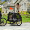 Medium Dog Bike Trailer with Hitch Coupler Quick Release Wheels Reflectors Safety Flag in Sleek Black