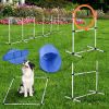 5 Piece Outdoor Dog Agility Training Equipment Set with Jumping Ring Hurdle Bar Tunnel Pet Fitness