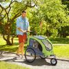 Dog Bike Trailer 2-In-1 Pet Stroller with Canopy Storage Pockets Green