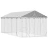 Outdoor Dog Kennel Silver Galvanized Steel 9.8x24.6x8.2 ft Tough