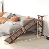 Wooden Dog Ramp with Removable Guardrails, Non-Slip Surface, 70.5" Long, Brown