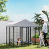 Outdoor Dog Kennel with Roof with Escape-proof Lock, UV-Resistant & Waterproof Cover, 6' x 4' x 6', Silver