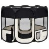 Dog Playpen Black and cream Polyester, Steel 35.4x35.4x22.8 in