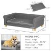 Medium Large Dog Couch Bed, Pet Sofa with Removable Seat Cushion and Elevated Base, Dark Gray