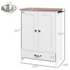 Pet Feeding Station for Medium Dogs, White, with Storage, Raised Bowls, Adjustable Panel, Hooks