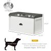 Raised Pet Feeder, Large Pet Dish Bowl Set with Storage Drawer, 2 Steel Bowls, White