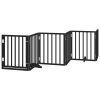 Dog Gate with Door Foldable 6 Panels Black 118.1 " Poplar Wood