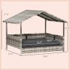 Elevated Wicker Dog House Indoor Outdoor Raised Rattan Bed Charcoal Grey Removable Cushion