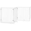 Dog Gate Set of 4 White Poplar Wood Foldable Dog Gate