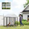 Outdoor Dog Kennel with Roof with Escape-proof Lock, UV-Resistant & Waterproof Cover, 6' x 4' x 6', Silver