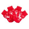 4 Pcs Christmas Dog Knitted Pet Socks Cartoon Cute Puppy Cat Socks Dog Foot Covers Poodle Teddy Socks