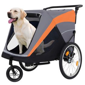 2-in-1 Bike Trailer & Push Cart for Pets - Detachable Bike Hitch & Push Handle Included - Quick Release Wheel, Internal Leash (Color: as Pic)