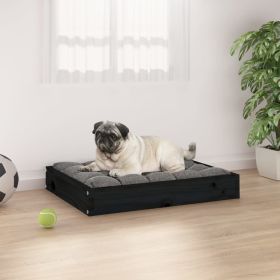 Dog Bed solid pine wood Durable Dog Bed Rectangular (Color: Black, size: 19.3 X 24.2 X 3.5 In)