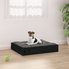 Dog Bed Solid pine wood 20.3 x 17.3 x 3.5 in Durable (Color: Black)