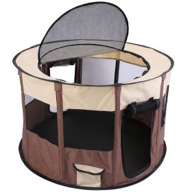 Foldable Playpen for Dog with Carry Bag Portable Travel Waterproof Indoor Outdoor Pet Cage Tent Detachable Upper Cover For Dogs (size: L)